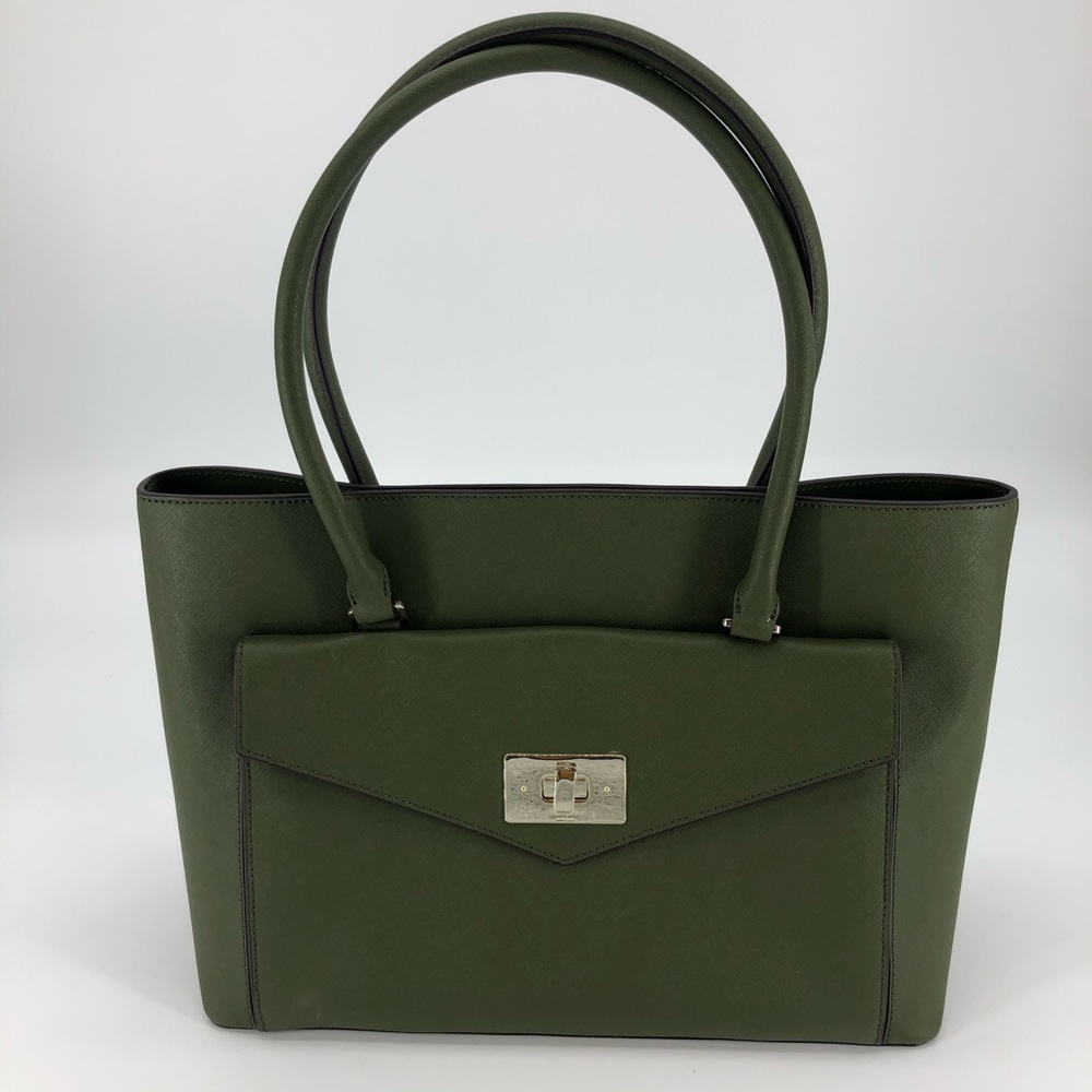 Kate Spade Halsey Post Street Olive Green Tote Bag - Picture 1 of 15